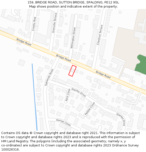 159, BRIDGE ROAD, SUTTON BRIDGE, SPALDING, PE12 9SL: Location map and indicative extent of plot