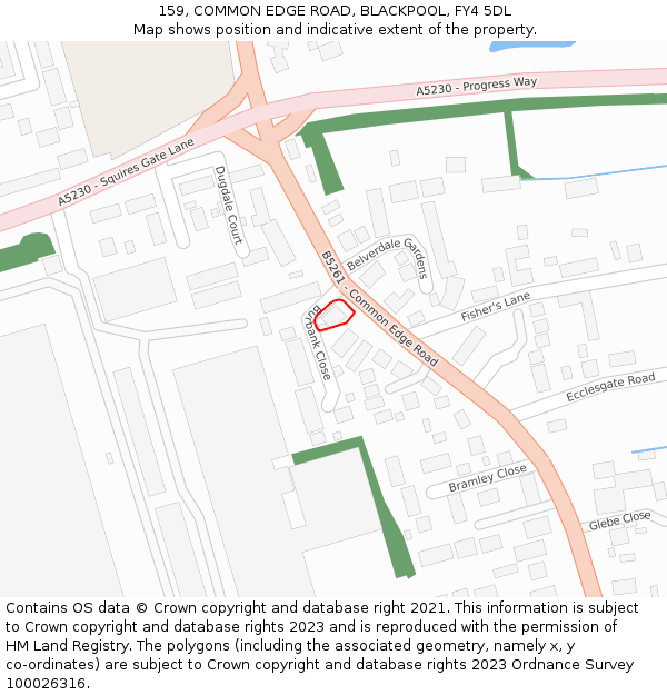 159, COMMON EDGE ROAD, BLACKPOOL, FY4 5DL: Location map and indicative extent of plot