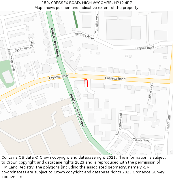 159, CRESSEX ROAD, HIGH WYCOMBE, HP12 4PZ: Location map and indicative extent of plot