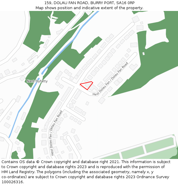 159, DOLAU FAN ROAD, BURRY PORT, SA16 0RP: Location map and indicative extent of plot