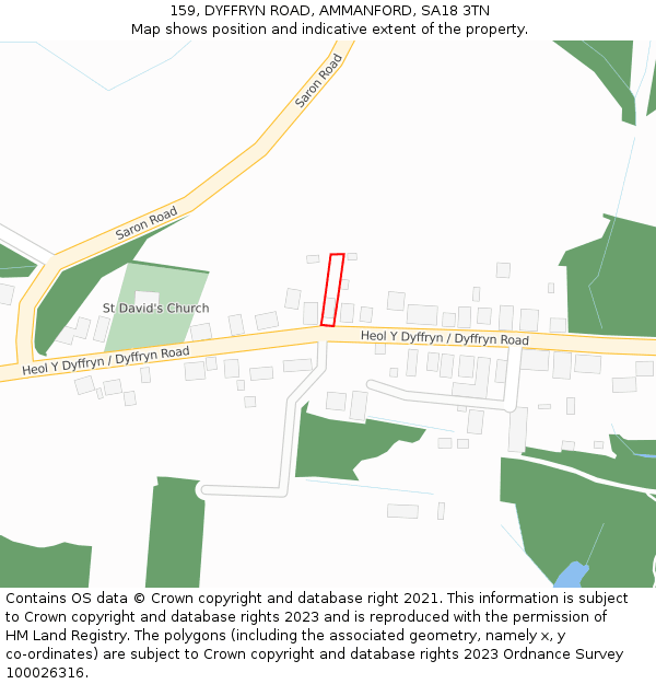 159, DYFFRYN ROAD, AMMANFORD, SA18 3TN: Location map and indicative extent of plot