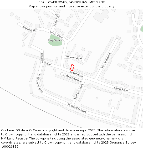 159, LOWER ROAD, FAVERSHAM, ME13 7NE: Location map and indicative extent of plot