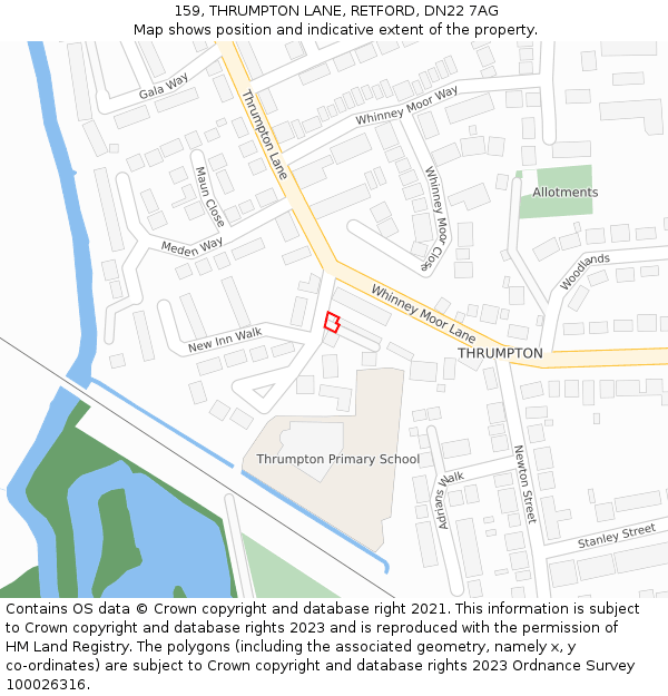 159, THRUMPTON LANE, RETFORD, DN22 7AG: Location map and indicative extent of plot