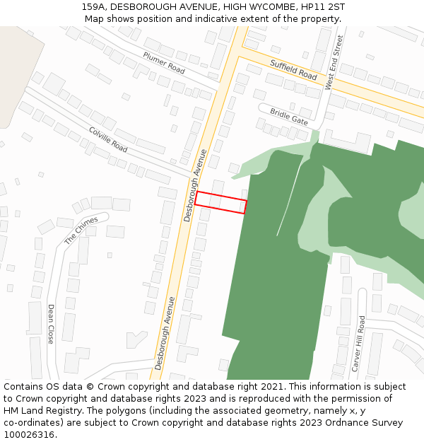 159A, DESBOROUGH AVENUE, HIGH WYCOMBE, HP11 2ST: Location map and indicative extent of plot