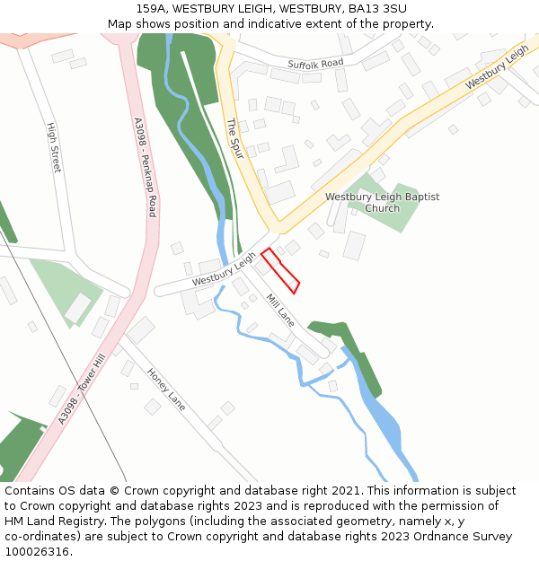 159A, WESTBURY LEIGH, WESTBURY, BA13 3SU: Location map and indicative extent of plot