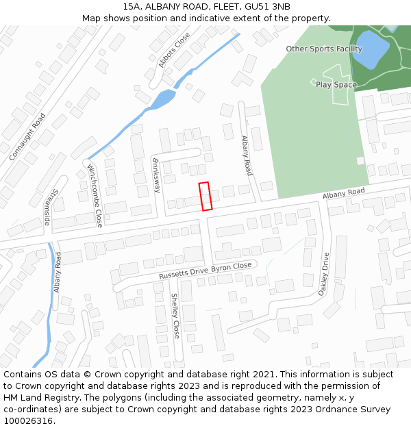 15A, ALBANY ROAD, FLEET, GU51 3NB: Location map and indicative extent of plot
