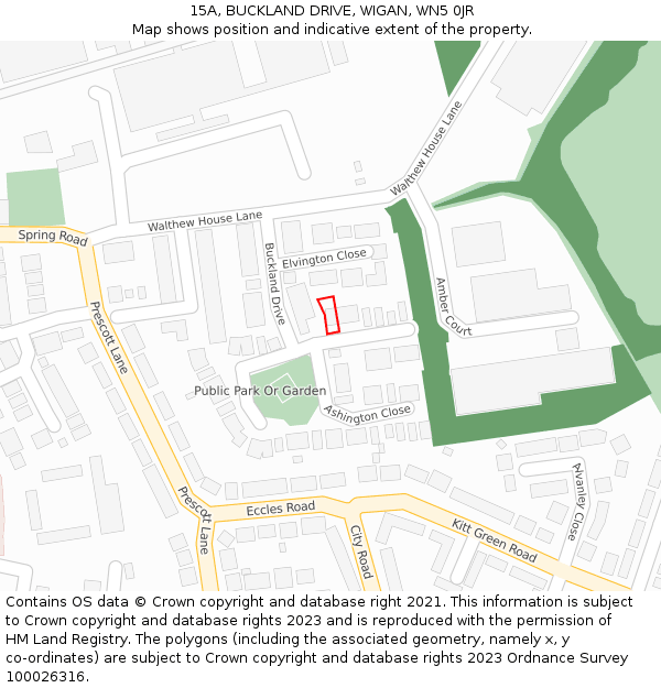 15A, BUCKLAND DRIVE, WIGAN, WN5 0JR: Location map and indicative extent of plot