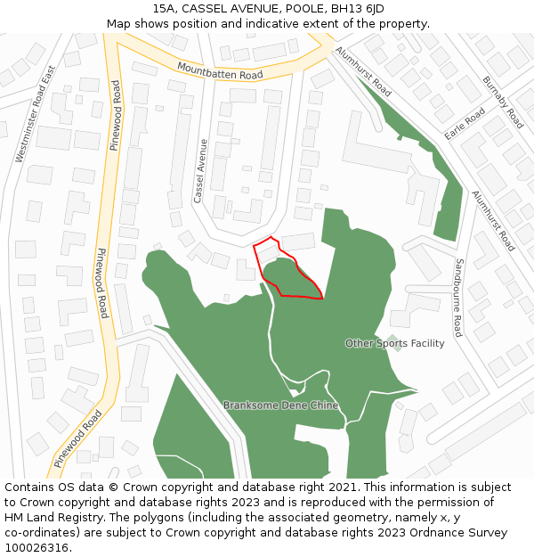 15A, CASSEL AVENUE, POOLE, BH13 6JD: Location map and indicative extent of plot