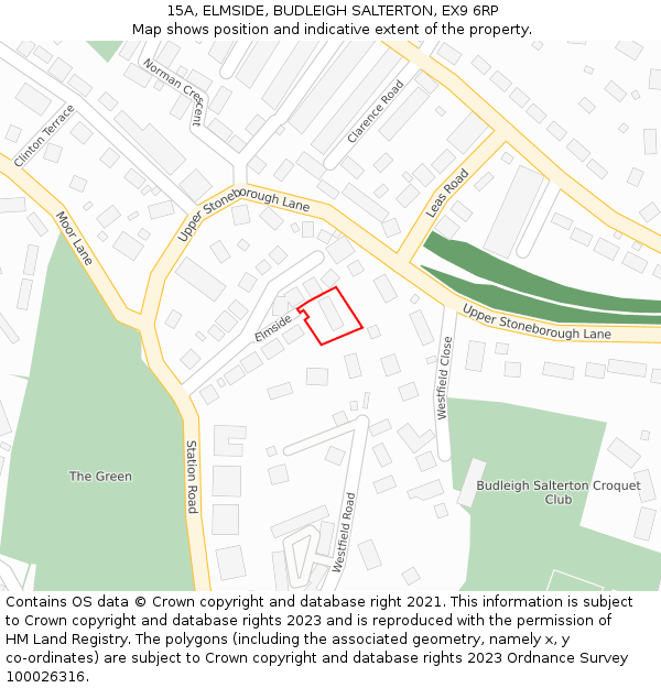 15A, ELMSIDE, BUDLEIGH SALTERTON, EX9 6RP: Location map and indicative extent of plot