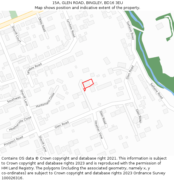 15A, GLEN ROAD, BINGLEY, BD16 3EU: Location map and indicative extent of plot