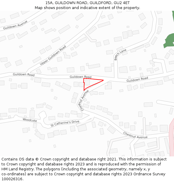 15A, GUILDOWN ROAD, GUILDFORD, GU2 4ET: Location map and indicative extent of plot