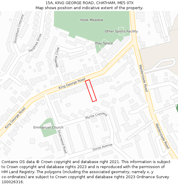 15A, KING GEORGE ROAD, CHATHAM, ME5 0TX: Location map and indicative extent of plot