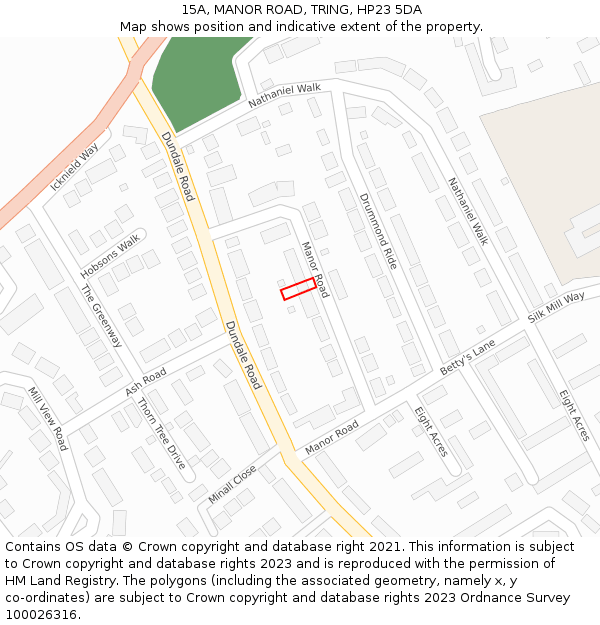 15A, MANOR ROAD, TRING, HP23 5DA: Location map and indicative extent of plot