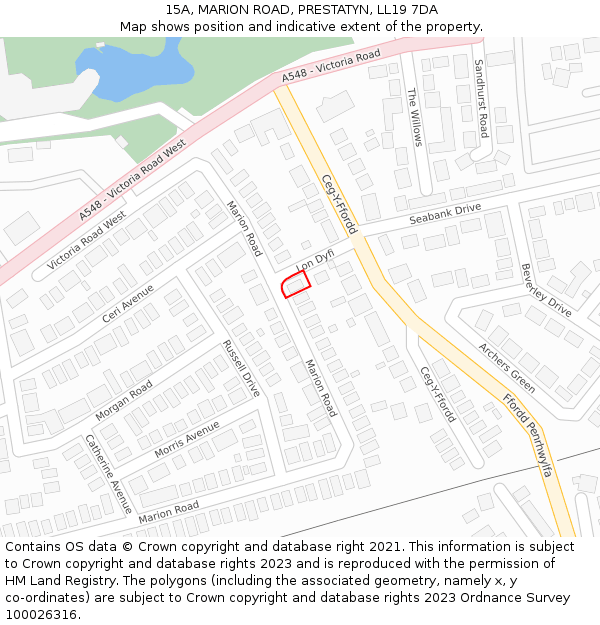 15A, MARION ROAD, PRESTATYN, LL19 7DA: Location map and indicative extent of plot