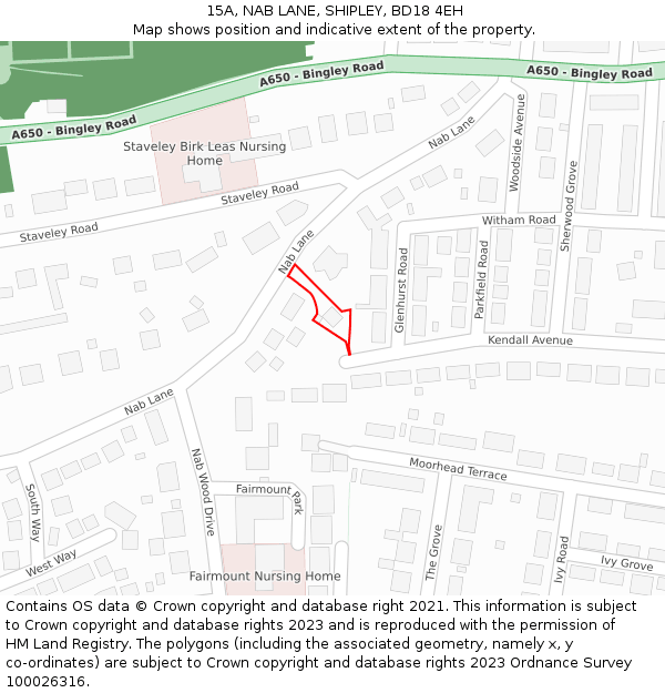 15A, NAB LANE, SHIPLEY, BD18 4EH: Location map and indicative extent of plot