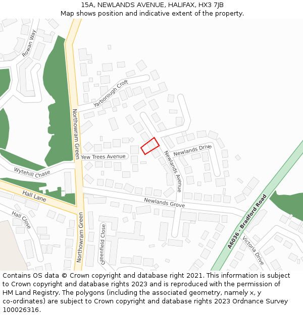 15A, NEWLANDS AVENUE, HALIFAX, HX3 7JB: Location map and indicative extent of plot