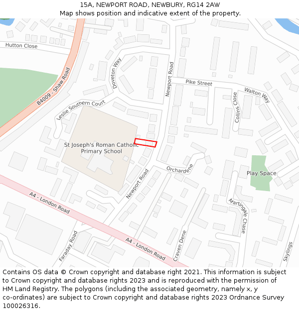 15A, NEWPORT ROAD, NEWBURY, RG14 2AW: Location map and indicative extent of plot