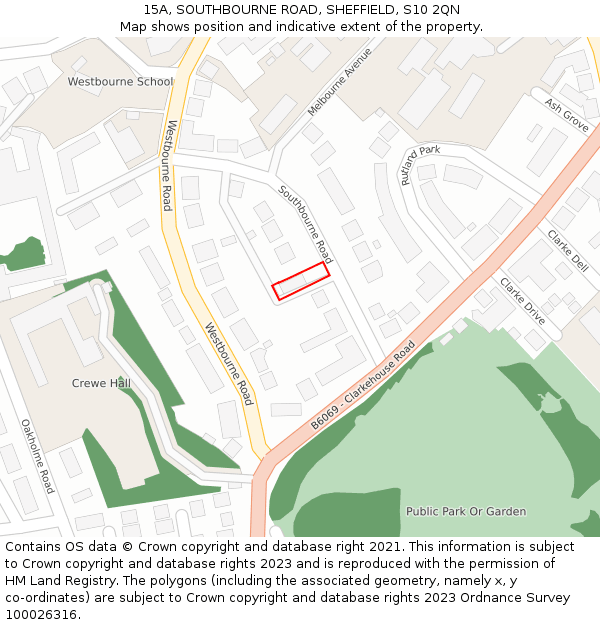 15A, SOUTHBOURNE ROAD, SHEFFIELD, S10 2QN: Location map and indicative extent of plot