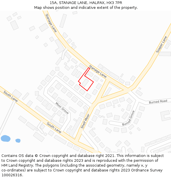 15A, STANAGE LANE, HALIFAX, HX3 7PR: Location map and indicative extent of plot