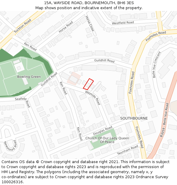15A, WAYSIDE ROAD, BOURNEMOUTH, BH6 3ES: Location map and indicative extent of plot