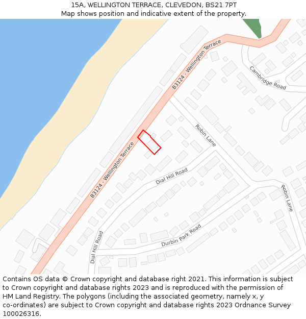 15A, WELLINGTON TERRACE, CLEVEDON, BS21 7PT: Location map and indicative extent of plot