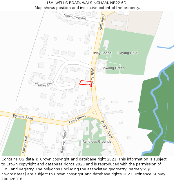 15A, WELLS ROAD, WALSINGHAM, NR22 6DL: Location map and indicative extent of plot