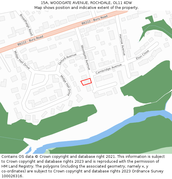 15A, WOODGATE AVENUE, ROCHDALE, OL11 4DW: Location map and indicative extent of plot