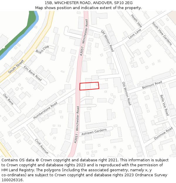 15B, WINCHESTER ROAD, ANDOVER, SP10 2EG: Location map and indicative extent of plot