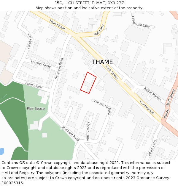 15C, HIGH STREET, THAME, OX9 2BZ: Location map and indicative extent of plot