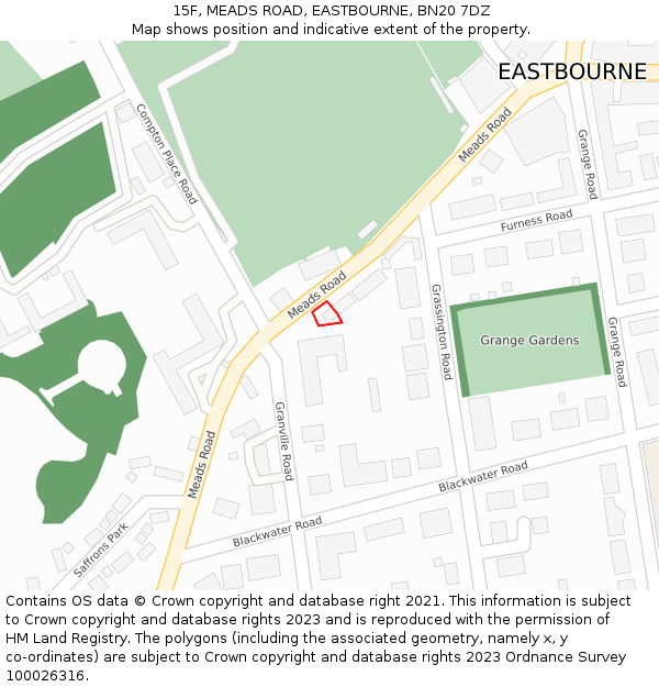 15F, MEADS ROAD, EASTBOURNE, BN20 7DZ: Location map and indicative extent of plot