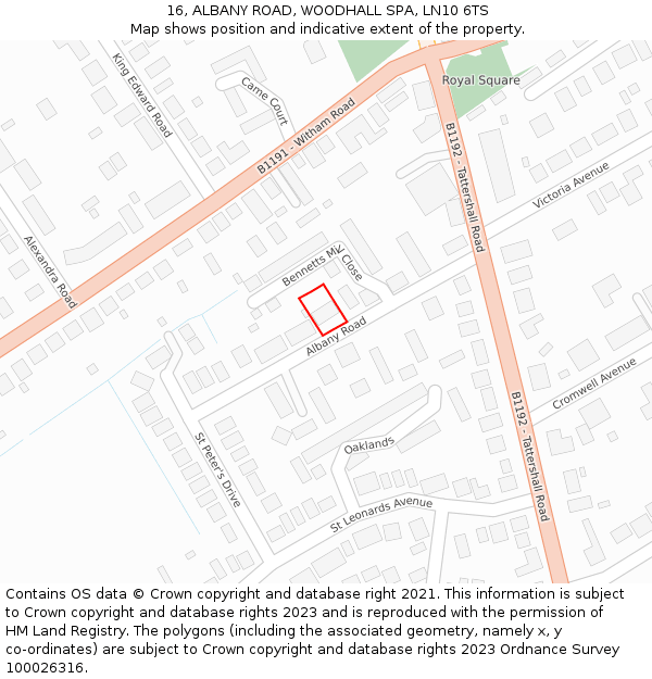 16, ALBANY ROAD, WOODHALL SPA, LN10 6TS: Location map and indicative extent of plot