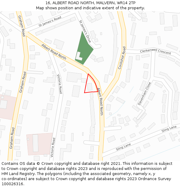 16, ALBERT ROAD NORTH, MALVERN, WR14 2TP: Location map and indicative extent of plot