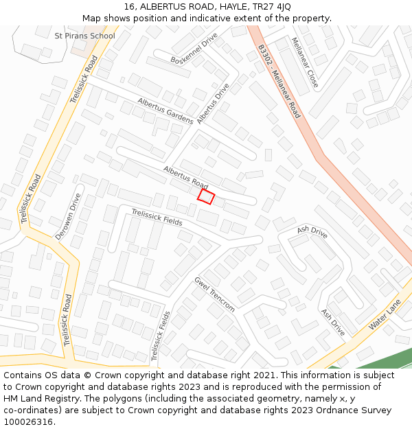 16, ALBERTUS ROAD, HAYLE, TR27 4JQ: Location map and indicative extent of plot