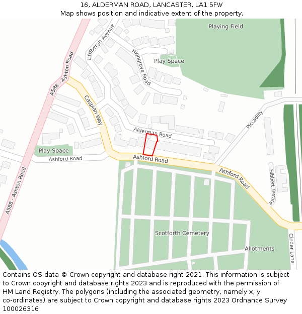 16, ALDERMAN ROAD, LANCASTER, LA1 5FW: Location map and indicative extent of plot