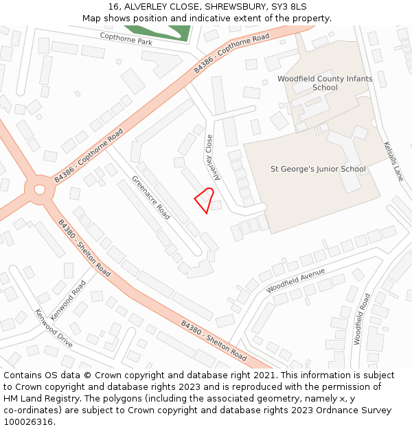 16, ALVERLEY CLOSE, SHREWSBURY, SY3 8LS: Location map and indicative extent of plot