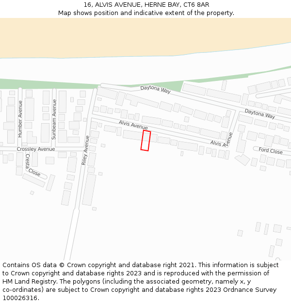 16, ALVIS AVENUE, HERNE BAY, CT6 8AR: Location map and indicative extent of plot