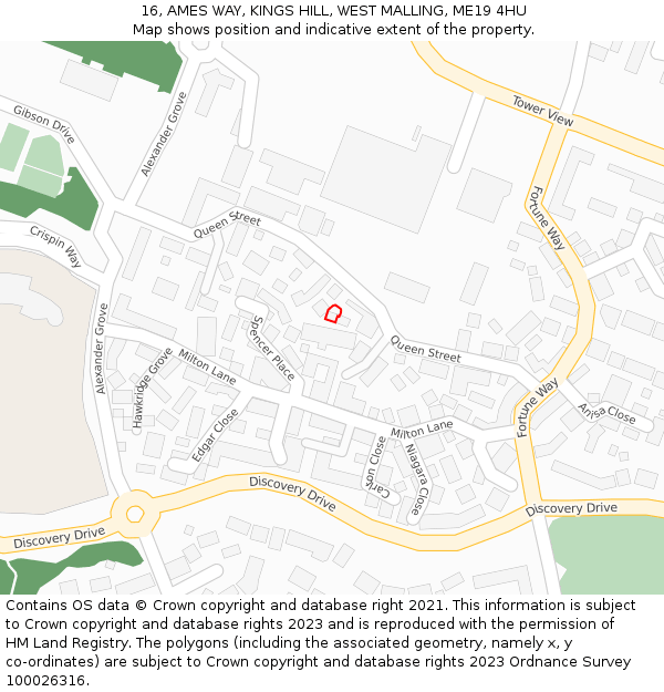 16, AMES WAY, KINGS HILL, WEST MALLING, ME19 4HU: Location map and indicative extent of plot