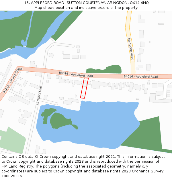 16, APPLEFORD ROAD, SUTTON COURTENAY, ABINGDON, OX14 4NQ: Location map and indicative extent of plot