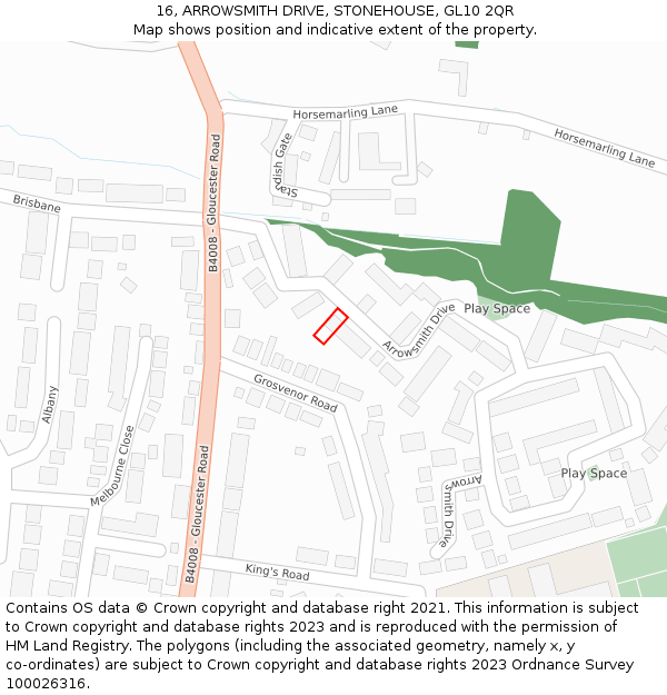 16, ARROWSMITH DRIVE, STONEHOUSE, GL10 2QR: Location map and indicative extent of plot