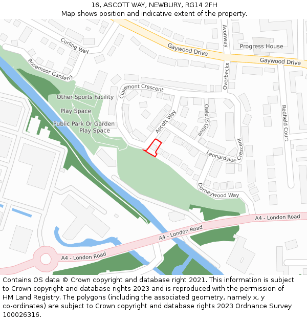 16, ASCOTT WAY, NEWBURY, RG14 2FH: Location map and indicative extent of plot