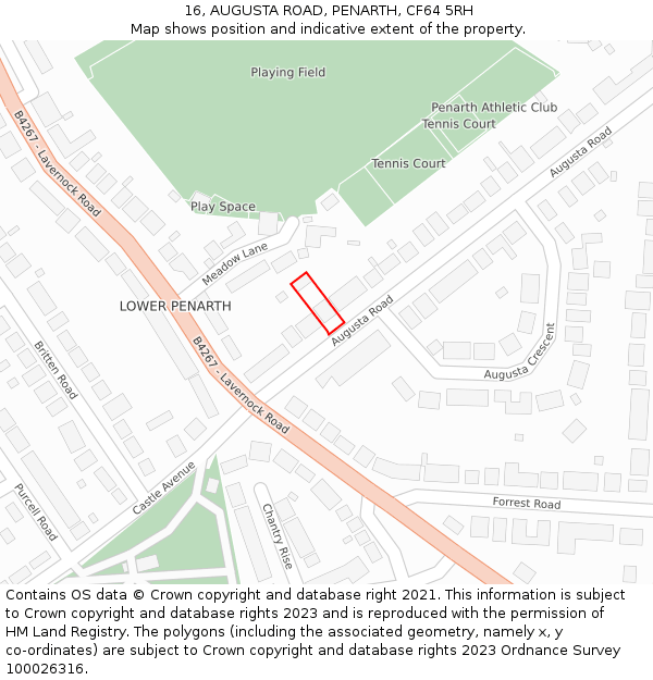 16, AUGUSTA ROAD, PENARTH, CF64 5RH: Location map and indicative extent of plot