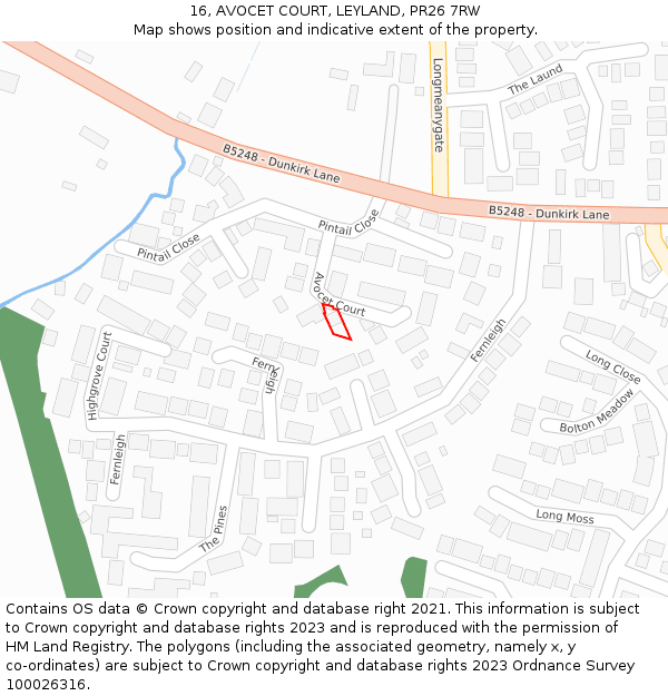 16, AVOCET COURT, LEYLAND, PR26 7RW: Location map and indicative extent of plot