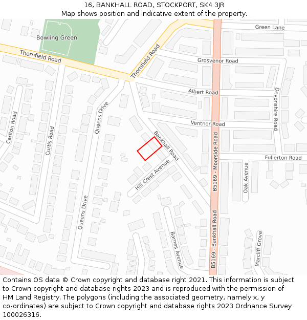 16, BANKHALL ROAD, STOCKPORT, SK4 3JR: Location map and indicative extent of plot