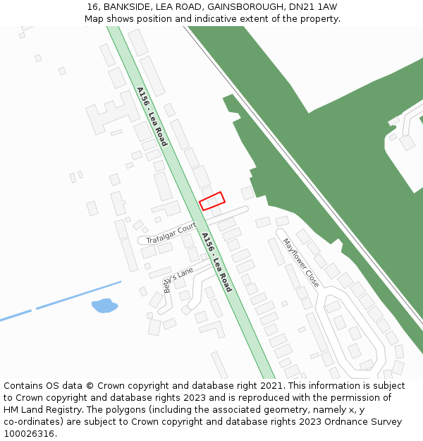 16, BANKSIDE, LEA ROAD, GAINSBOROUGH, DN21 1AW: Location map and indicative extent of plot