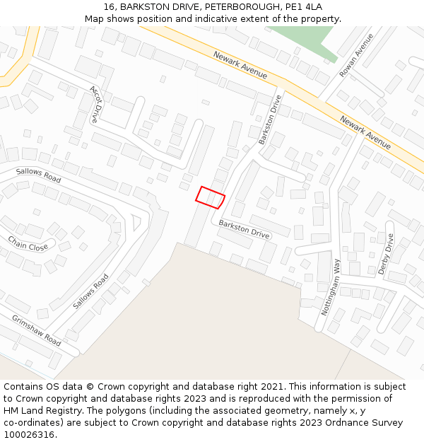 16, BARKSTON DRIVE, PETERBOROUGH, PE1 4LA: Location map and indicative extent of plot
