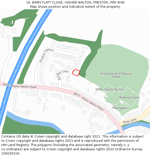 16, BARN FLATT CLOSE, HIGHER WALTON, PRESTON, PR5 4HW: Location map and indicative extent of plot