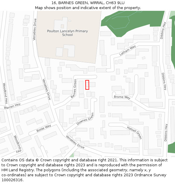 16, BARNES GREEN, WIRRAL, CH63 9LU: Location map and indicative extent of plot