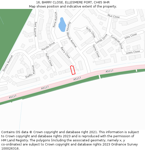 16, BARRY CLOSE, ELLESMERE PORT, CH65 9HR: Location map and indicative extent of plot