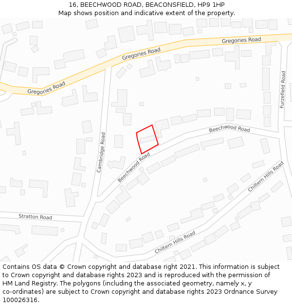 16, BEECHWOOD ROAD, BEACONSFIELD, HP9 1HP: Location map and indicative extent of plot