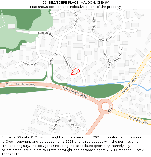 16, BELVEDERE PLACE, MALDON, CM9 6YJ: Location map and indicative extent of plot